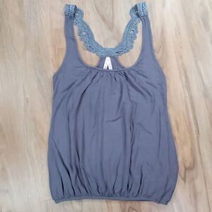 🔺️Sparkle & Fade Gray Lacy Strapped Sleeveless Tanktop Medium